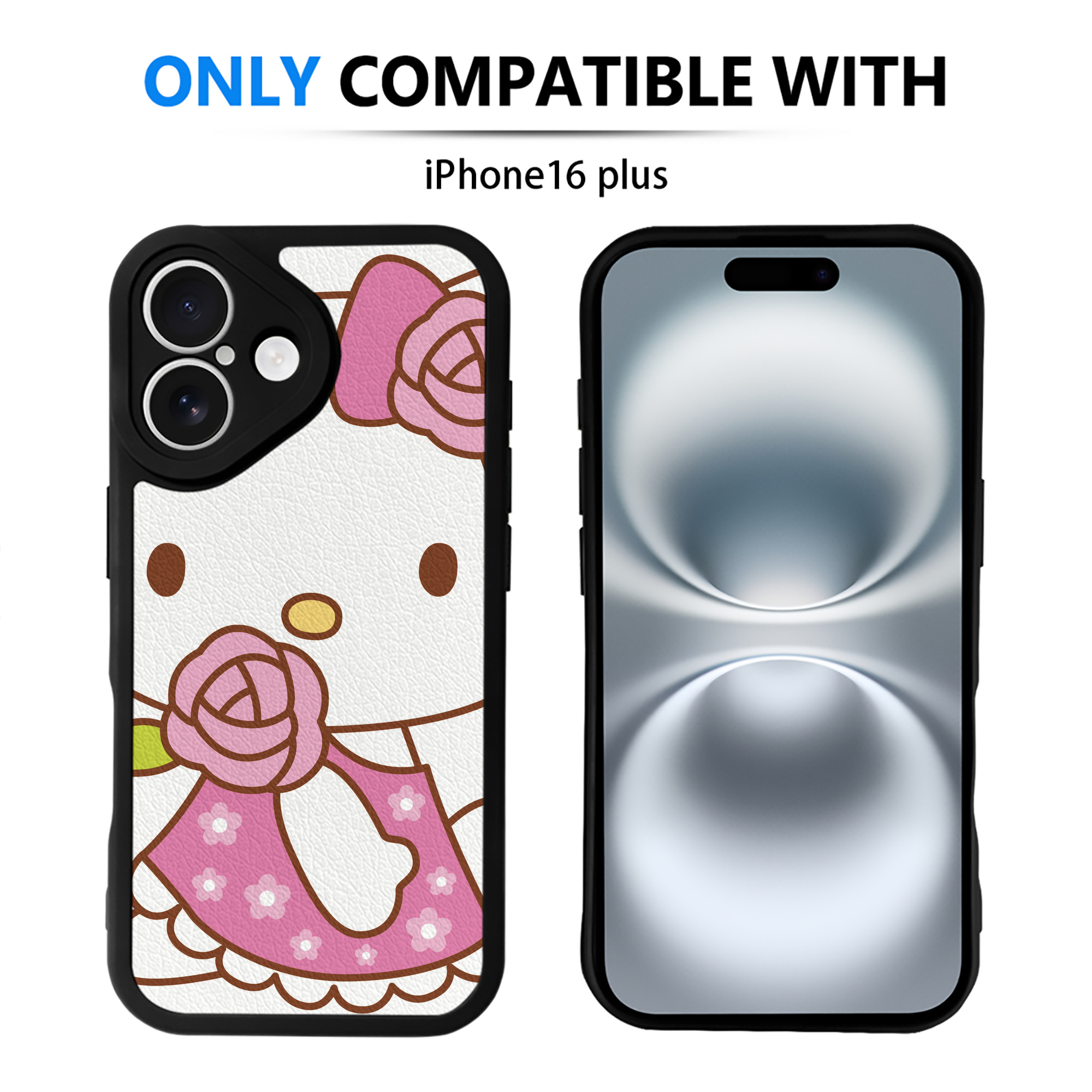 （画像用） Hello Kitty ハローキティ 【iPhone 16シリーズ対応】シリコンスマホケース（レザー調） 材質：シリコン